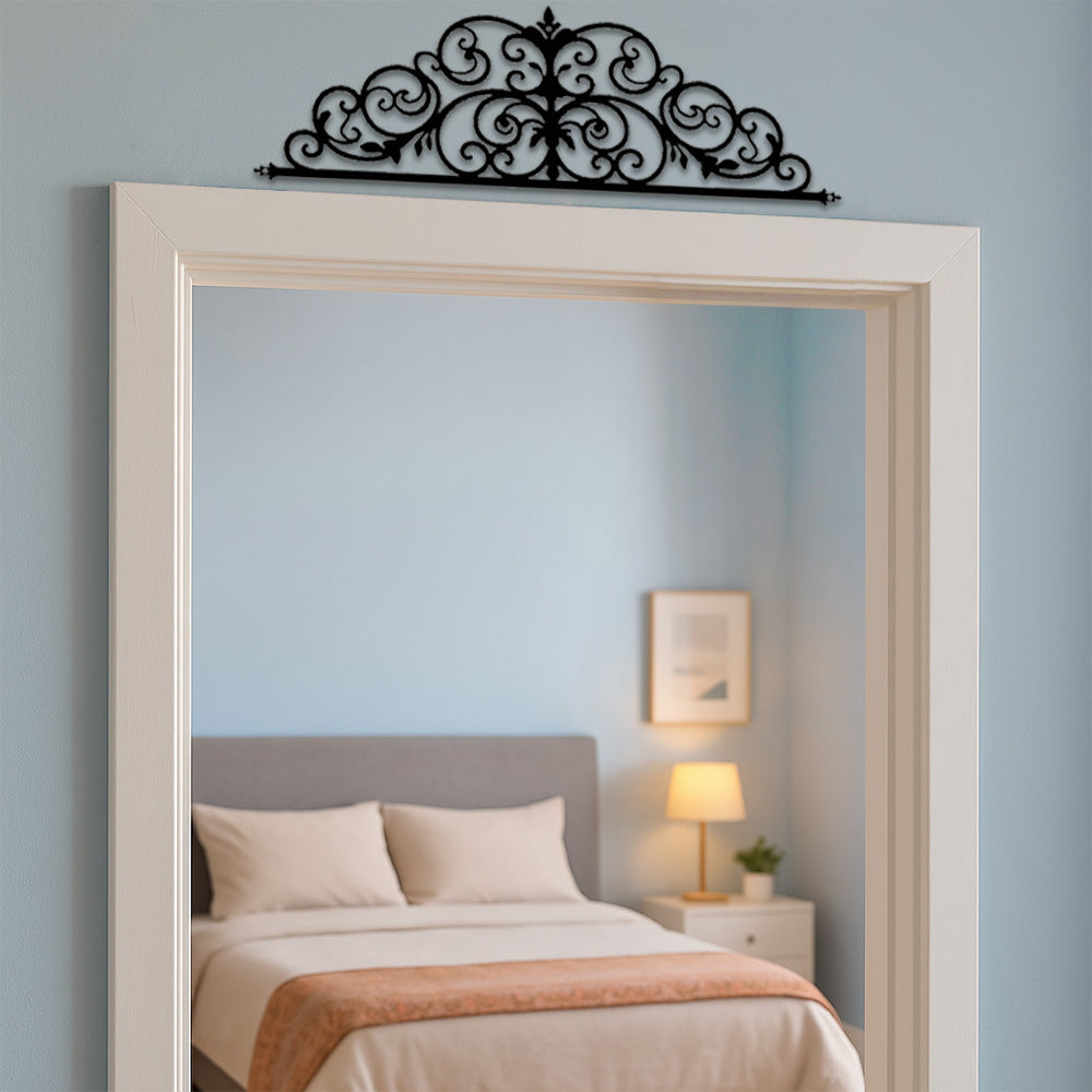 1 pièce Décoration murale Iris Scroll en métal Art Déco, incontournable pour intérieur, 20 pouces