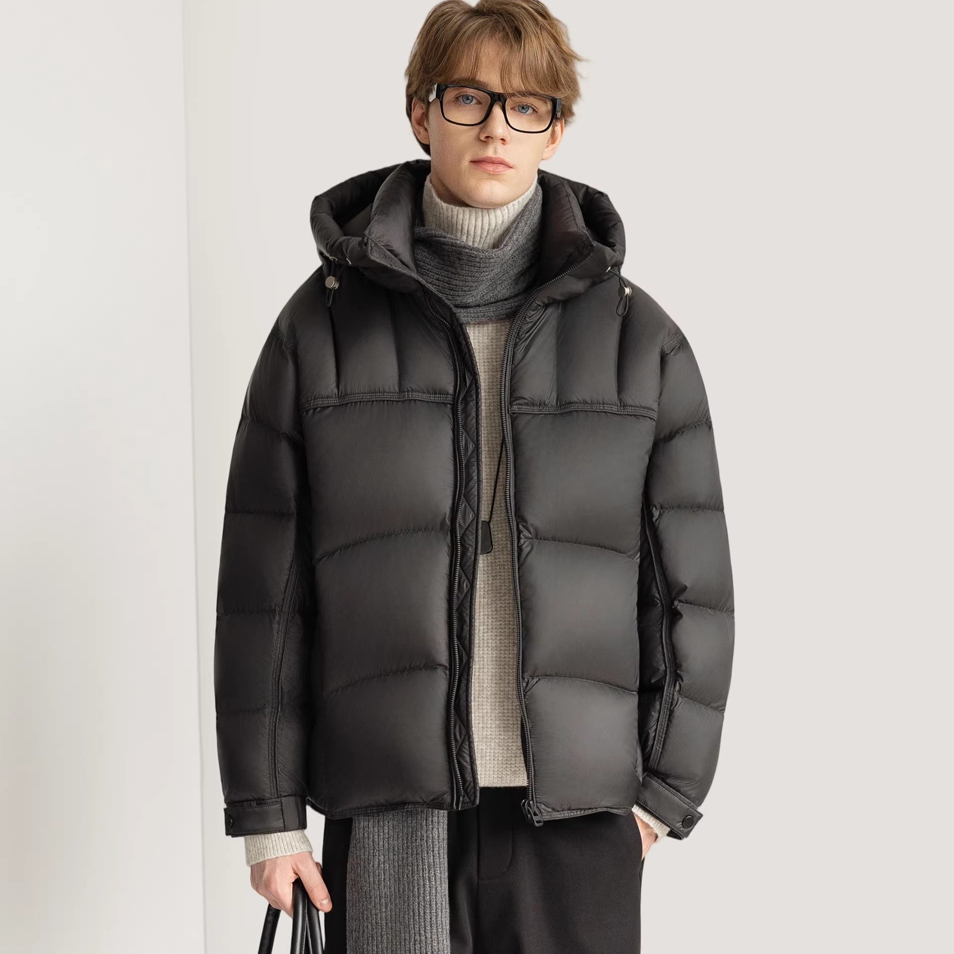 Doudoune épaisse à capuche tendance en duvet de canard blanc pour hiver