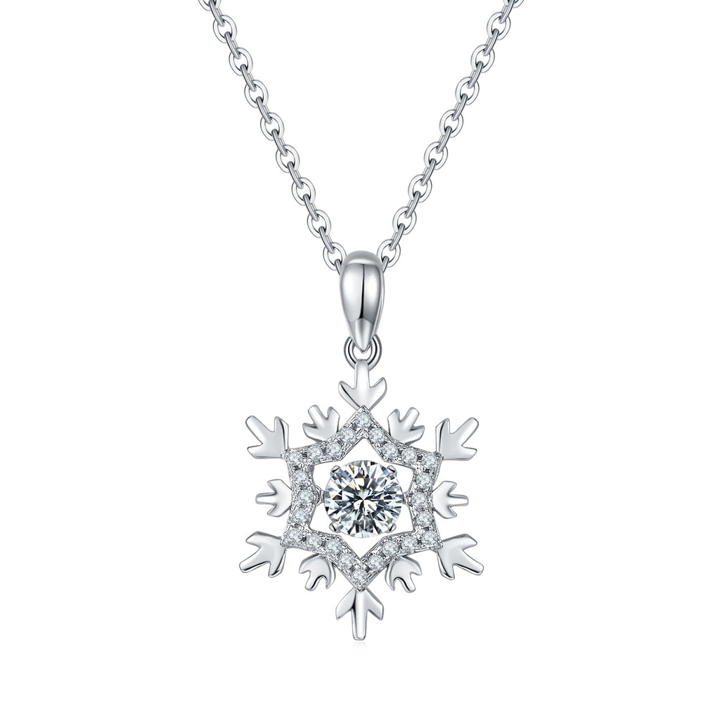 Collier Flocon de Neige en Argent Sterling S925 Moissanite 0,5ct D VVS1 45cm