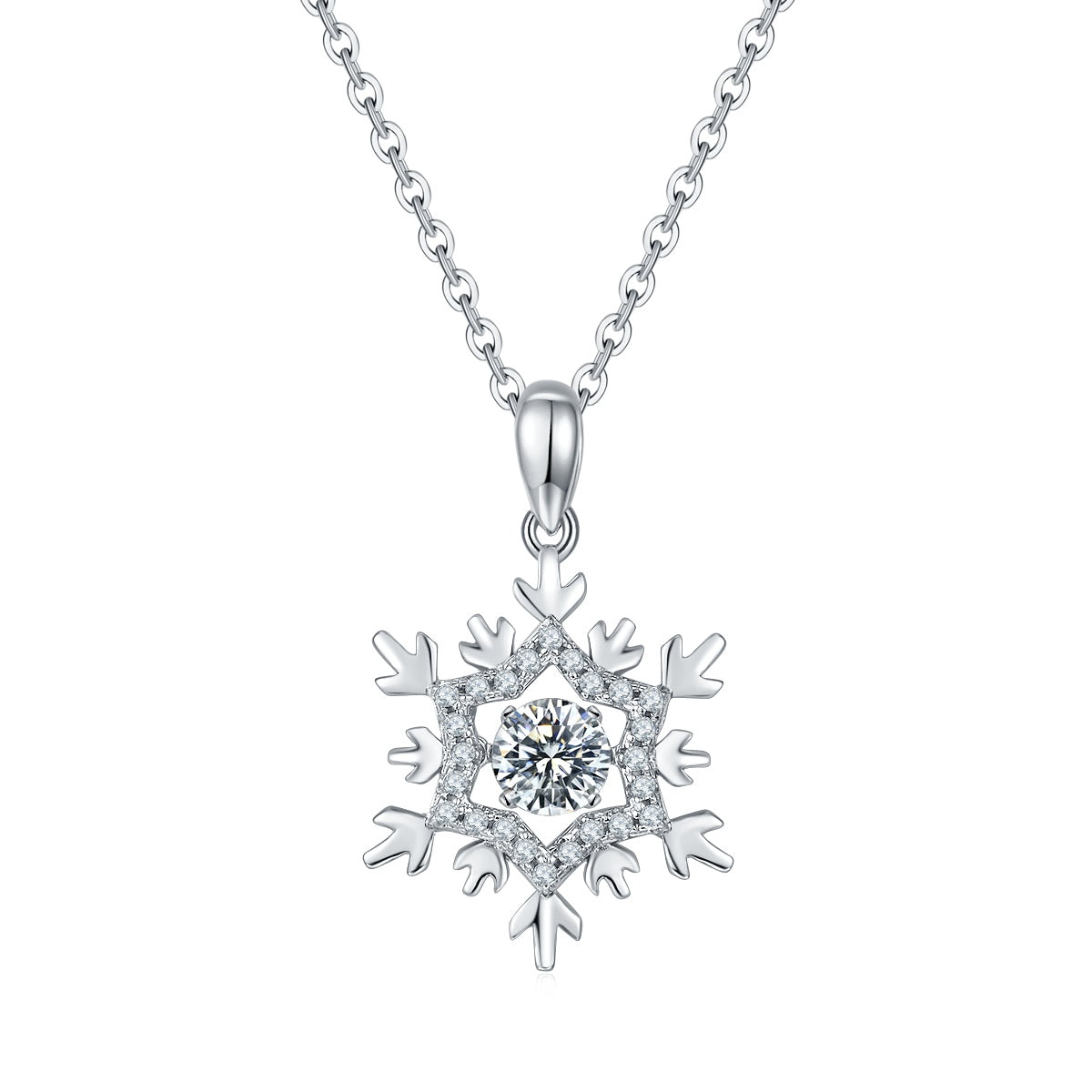 Collier Flocon de Neige en Argent Sterling S925 Moissanite 0,5ct D VVS1 45cm