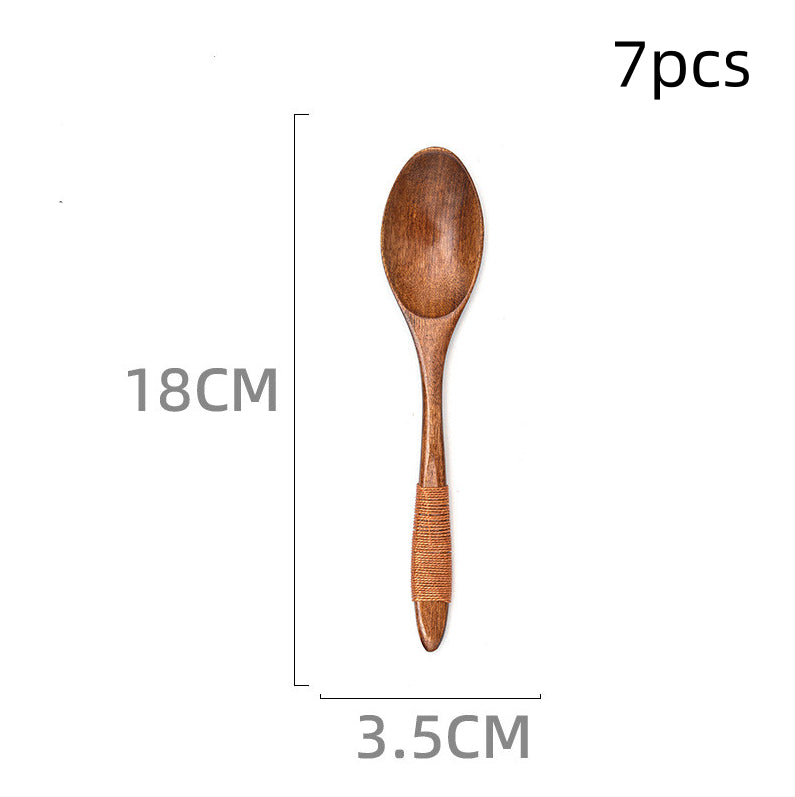 Cuillère à soupe en bois à long manche de style japonais