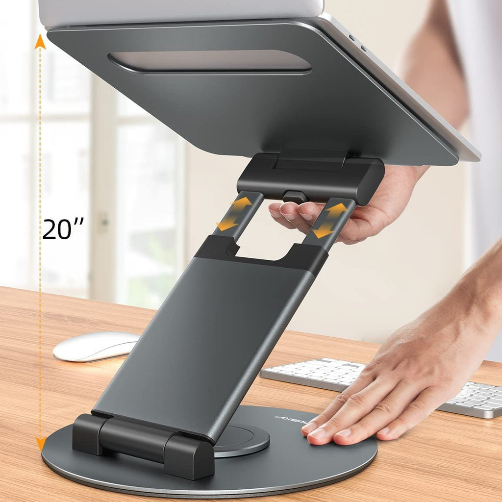 Support Ordinateur Portable en Alliage d'Aluminium, Base de Bureau Ajustable, Rotation 360°