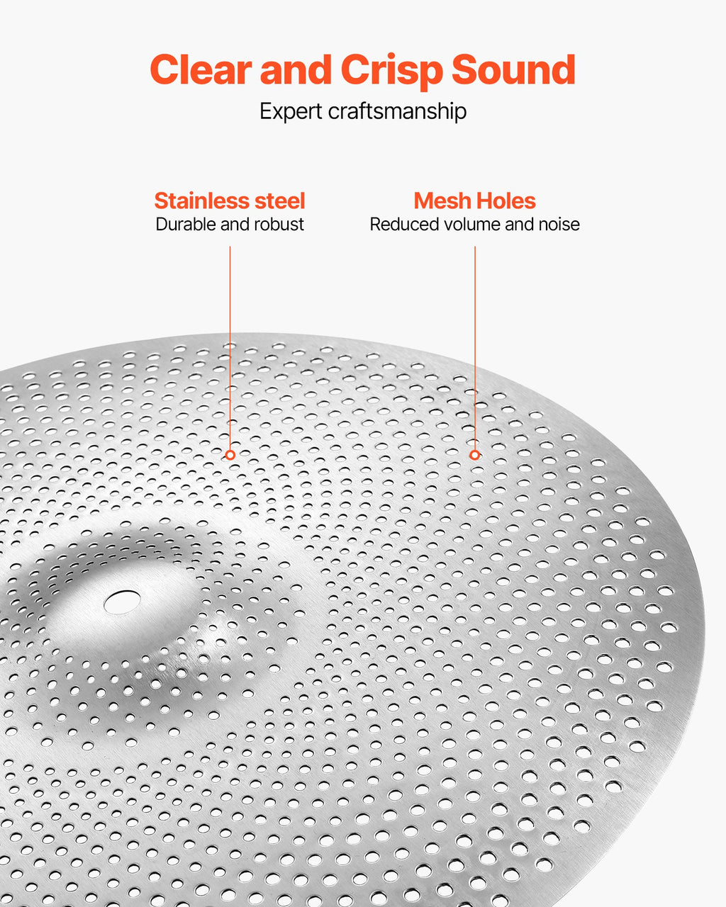 Low Volume Cymbal Pack, 4 Pieces Quiet Cymbals For Drum Set, Alloy Cymbals Drum Set Includes 14-inch Hi-Hats, 16-inch Crash, 18-inch Crash, 20-inch Ride, Drumsticks & Cymbal Bag, Bright Copper