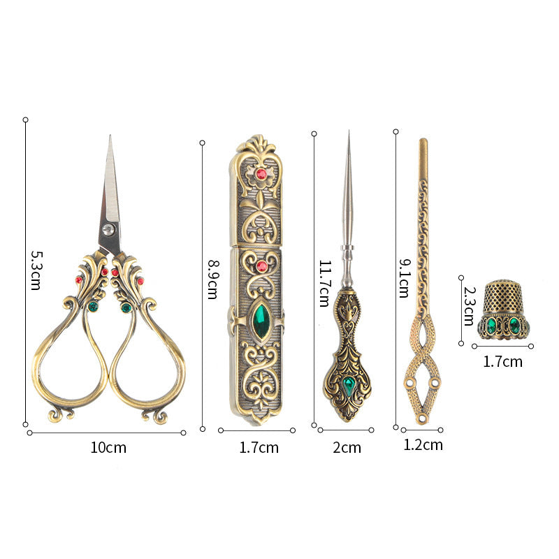 European-style Retro Affordable Luxury Inlaid With Phoenix Tail Scissors Set