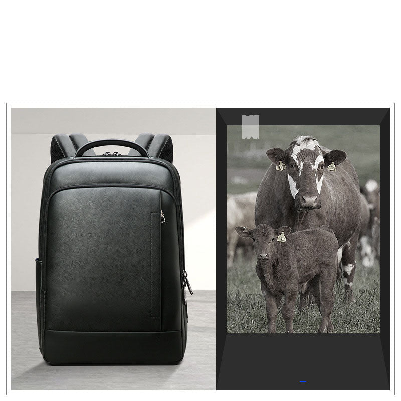Backpack Leather Backpack Men's Business Trip First Layer Leather Backpack Computer Bag - IVOIRART.COM