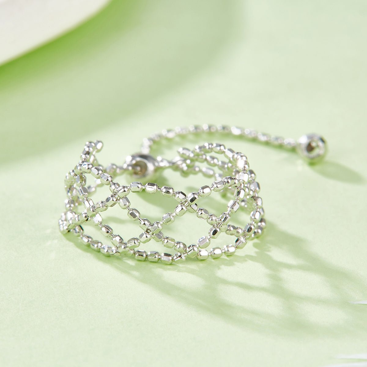 Bague ajourée en argent sterling S925 ultra-légère 0,6 g réglable 14-21 mm, 8,4 mm large revêtement platine or or rose, coffret cadeau - IVOIRART.COM