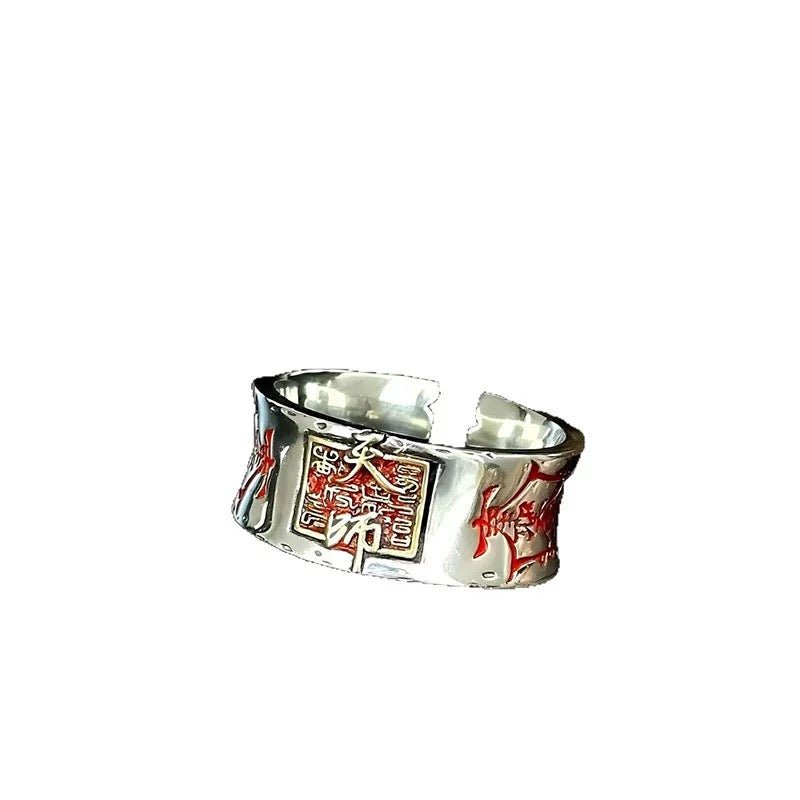 Bague Amulette Ouverte en Argent Sterling 999, Style Spirituel Rétro, pour Tenue Quotidienne et Loisirs Urbains - IVOIRART.COM