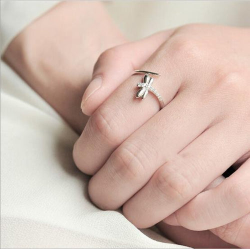 Bague Argent Libellule Femme Style Forêt Chic avec Diamant Élégant 925 - IVOIRART.COM