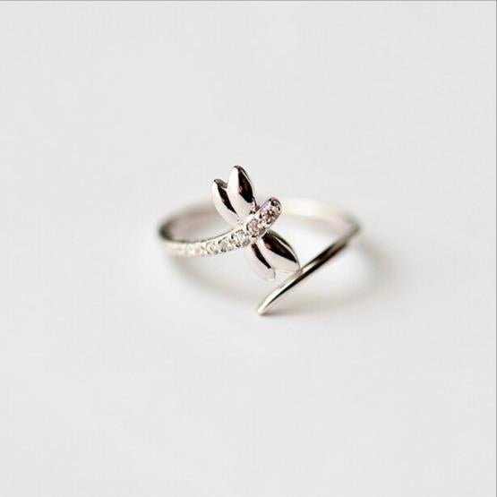 Bague Argent Libellule Femme Style Forêt Chic avec Diamant Élégant 925 - IVOIRART.COM