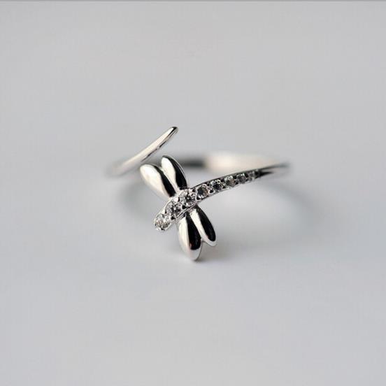 Bague Argent Libellule Femme Style Forêt Chic avec Diamant Élégant 925 - IVOIRART.COM