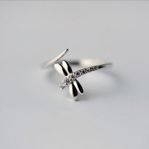 Bague Argent Libellule Femme Style Forêt Chic avec Diamant Élégant 925 - IVOIRART.COM