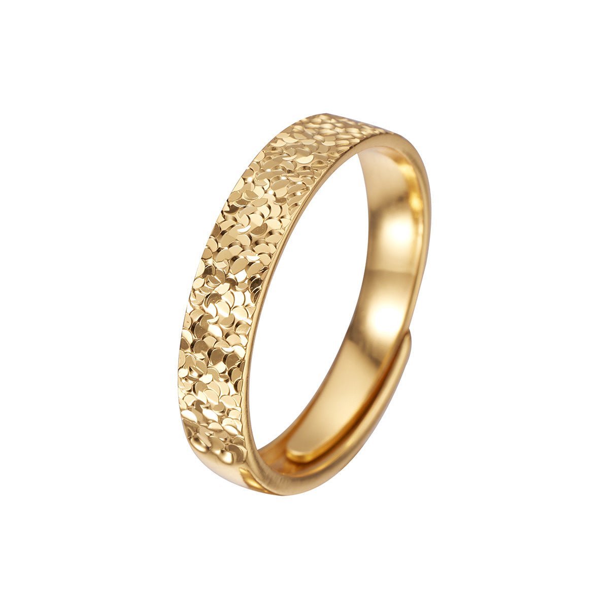 Bague Couple Ajustable Argent Pur S999 Super Étincelante Glace Fissurée Martelée - IVOIRART.COM