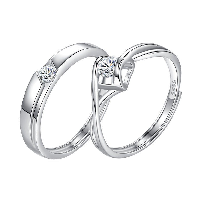 Bague couple ajustable Love Eternal en argent S925, cadeau Saint-Valentin duo - IVOIRART.COM