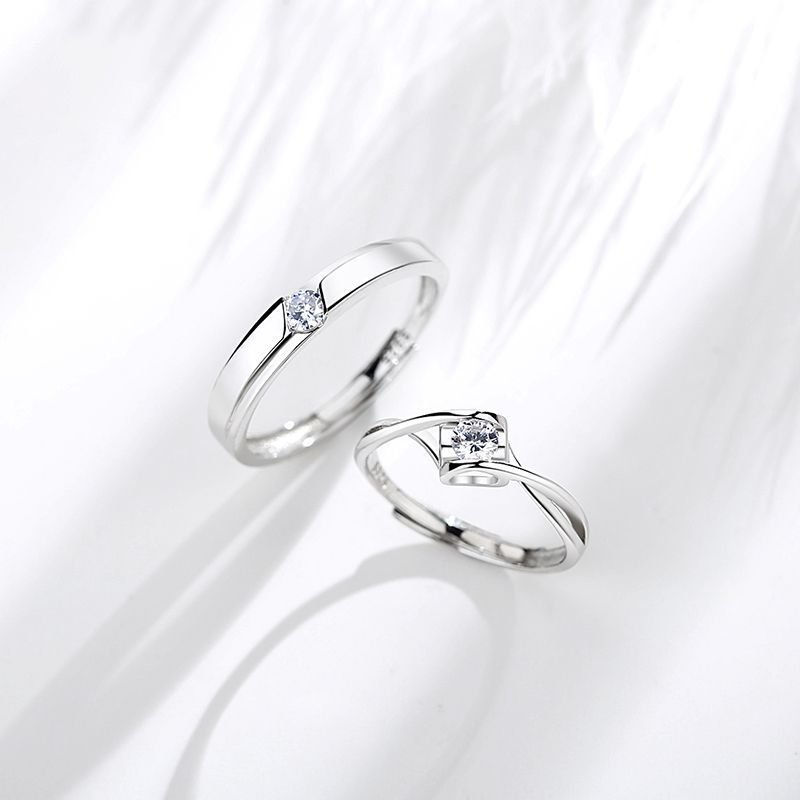 Bague couple ajustable Love Eternal en argent S925, cadeau Saint-Valentin duo - IVOIRART.COM