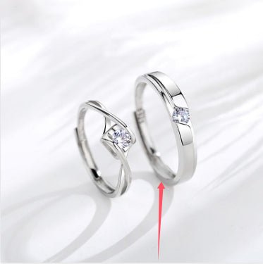 Bague couple ajustable Love Eternal en argent S925, cadeau Saint-Valentin duo - IVOIRART.COM