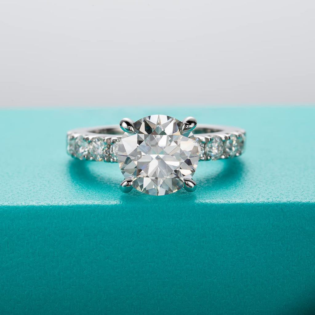 Bague de fiançailles en moissanite 4,3 cts total, argent sterling 925 D, anneau promesse élégant - IVOIRART.COM