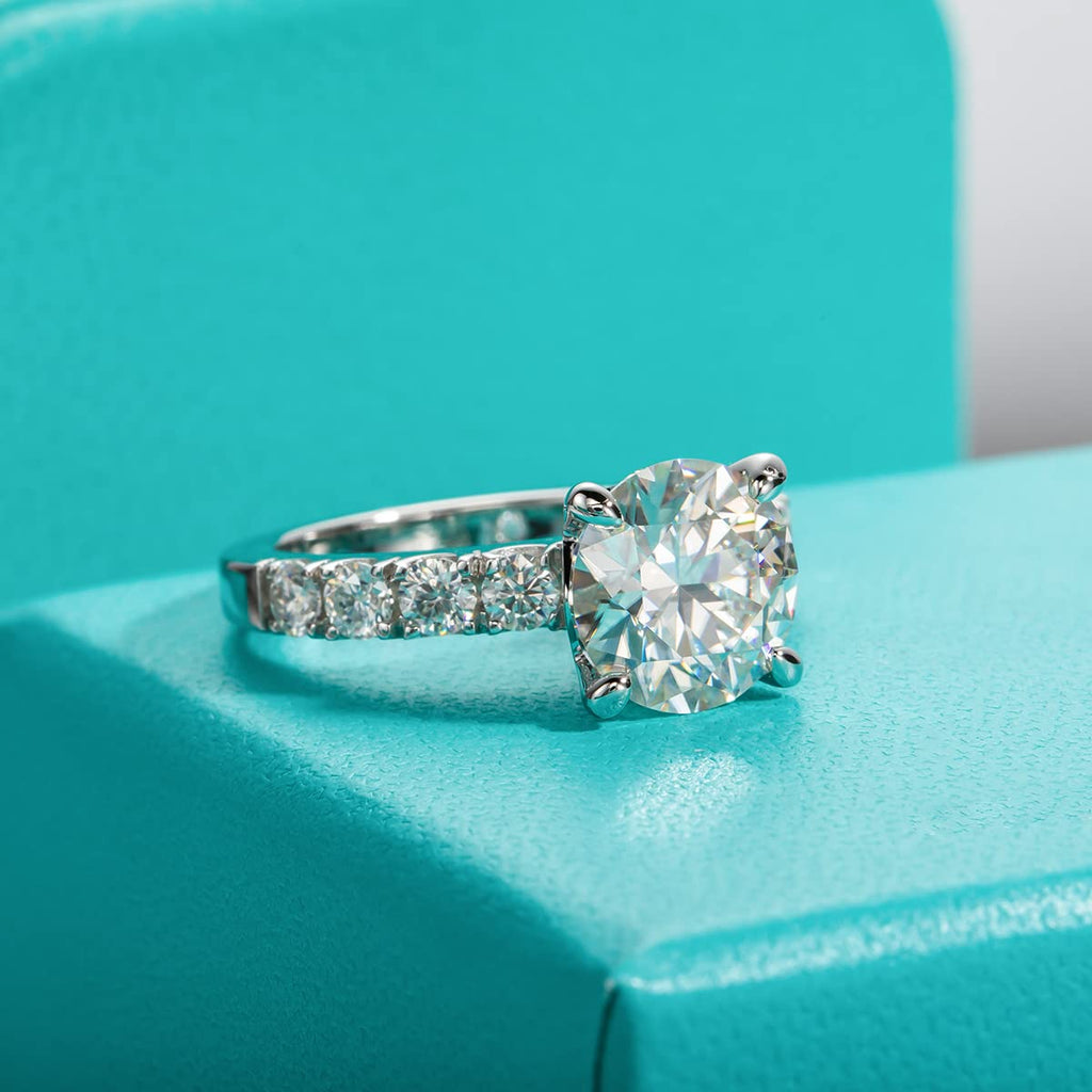 Bague de fiançailles en moissanite 4,3 cts total, argent sterling 925 D, anneau promesse élégant - IVOIRART.COM