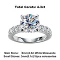 Bague de fiançailles en moissanite 4,3 cts total, argent sterling 925 D, anneau promesse élégant - IVOIRART.COM
