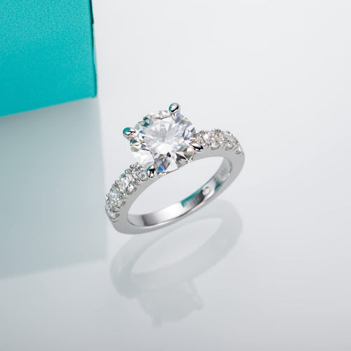 Bague de fiançailles en moissanite 4,3 cts total, argent sterling 925 D, anneau promesse élégant - IVOIRART.COM