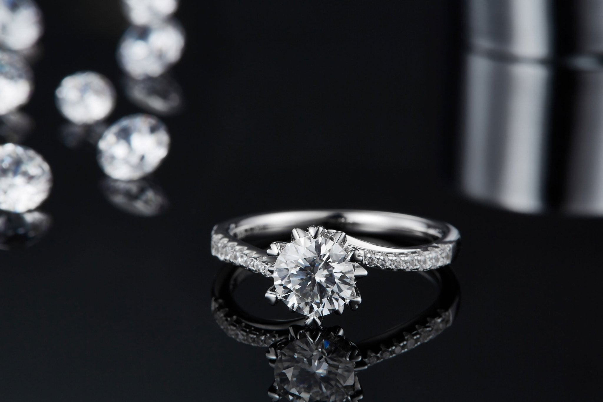 Bague de fiançailles Moissanite 1ct S925 Argent plaqué platine D-VVS1 6 griffes. - IVOIRART.COM