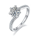 Bague de fiançailles Moissanite 1ct S925 Argent plaqué platine D-VVS1 6 griffes. - IVOIRART.COM