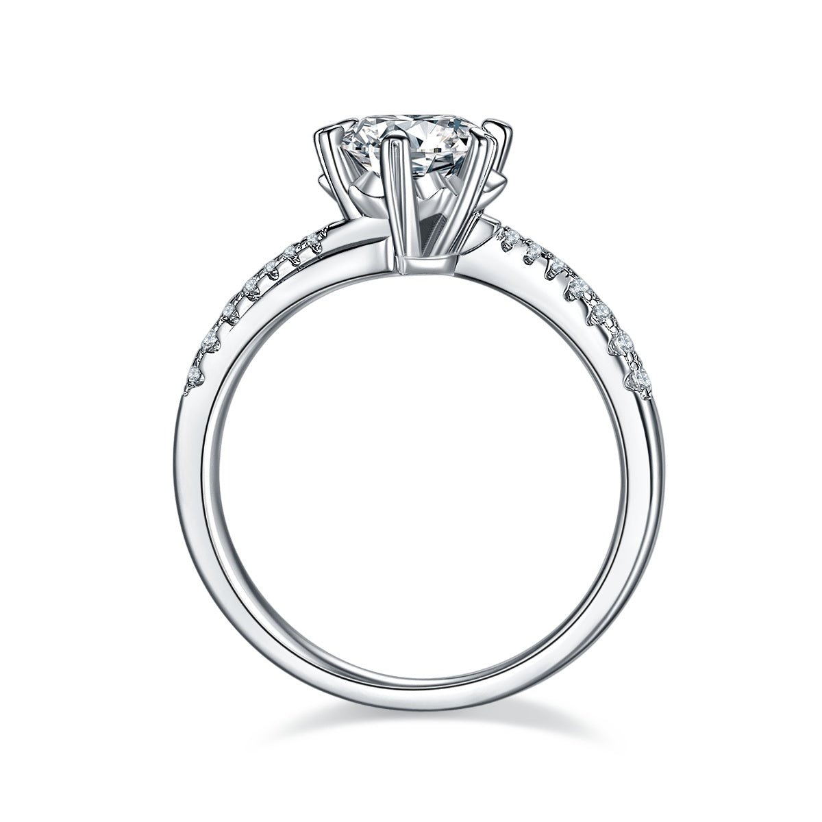 Bague de fiançailles Moissanite 1ct S925 Argent plaqué platine D-VVS1 6 griffes. - IVOIRART.COM