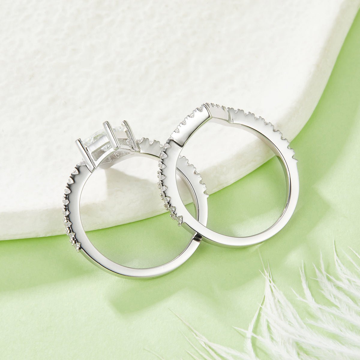 Bague de fiançailles Moissanite princesse 1 Ct S925 Argent D VVS1, Taille 5-9 GRA - IVOIRART.COM