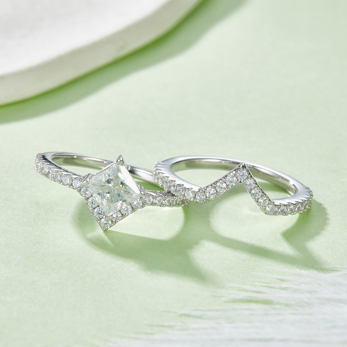 Bague de fiançailles Moissanite princesse 1 Ct S925 Argent D VVS1, Taille 5-9 GRA - IVOIRART.COM