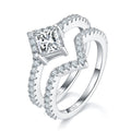 Bague de fiançailles Moissanite princesse 1 Ct S925 Argent D VVS1, Taille 5-9 GRA - IVOIRART.COM