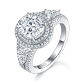 Bague de fiançailles ovale 3 ct Moissanite double halo S925 plaqué platine8x10mm - IVOIRART.COM