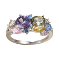 Bague de luxe magique S25 en argent sterling avec fleur colorée en zircon - IVOIRART.COM