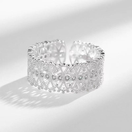 Bague Déclaration en Cristal Filigrané en Argent Sterling 999, Style Nuptial Luxe, Cadeau Idéal Anniversaire - IVOIRART.COM