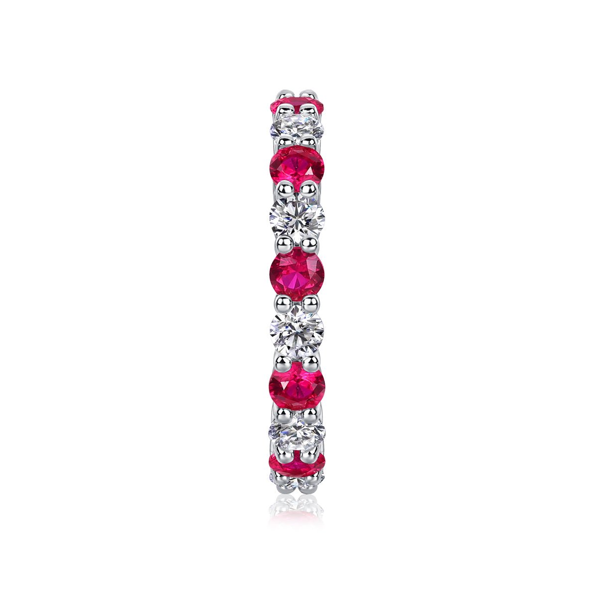 Bague d'éternité en argent sterling S925 2,4g plaqué platine avec rubis synthétiques et pierres blanches, anneau délicat ajouré, cadeau bijou femme - IVOIRART.COM