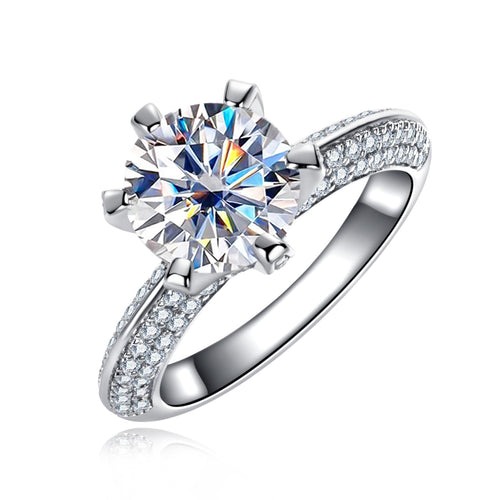 Bague en Moissanite Femme 3,692 cts, pierre centrale 3 cts, D Couleur VVS1, Argent Sterling 925 élégante pour fiançailles, mariage, anniversaire - IVOIRART.COM