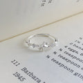 Bague Étoile à Quatre Branches en Argent Fin S999 avec Zircon Style Coréen Femme - IVOIRART.COM