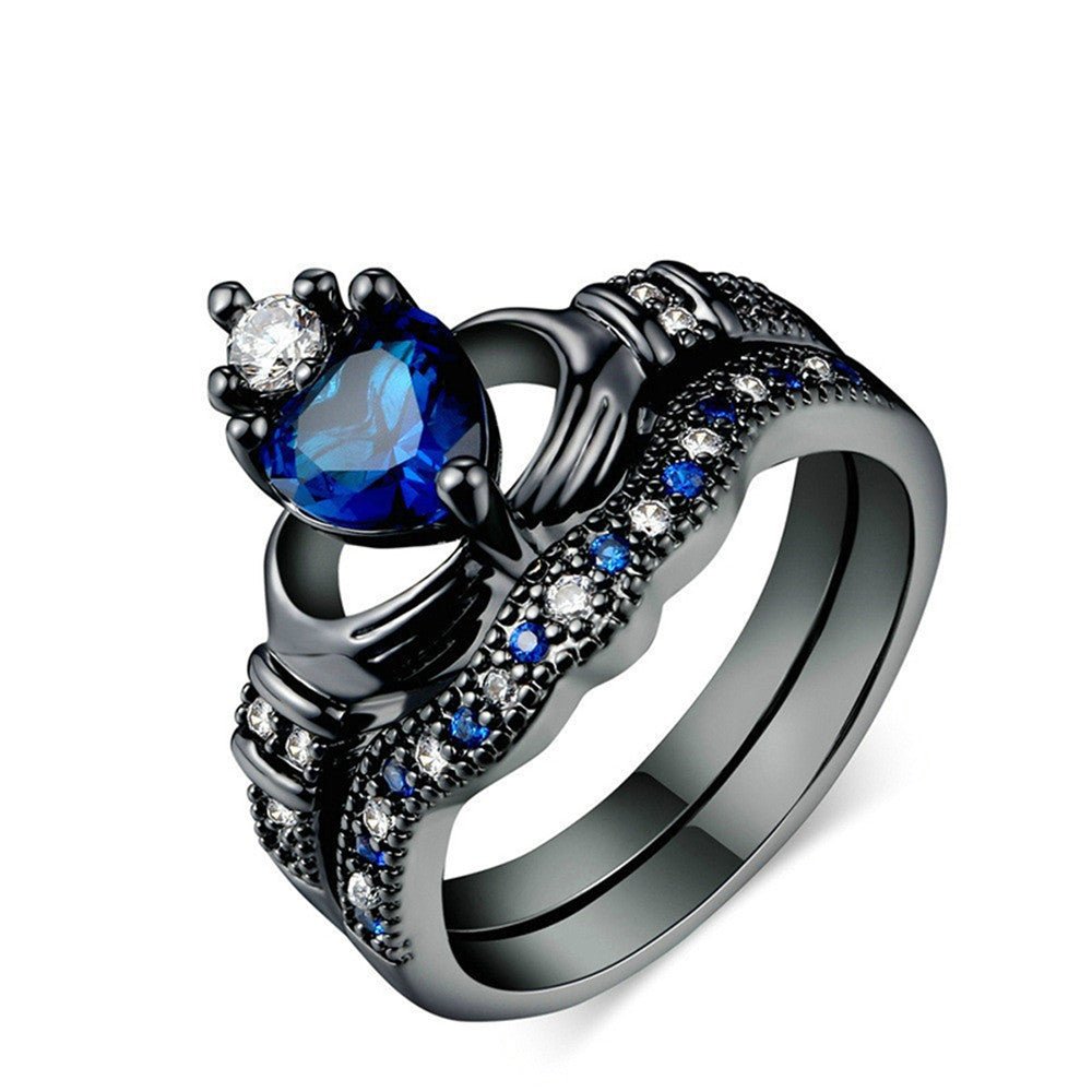 Bague féminine Couronne d'Amour avec Saphir - Élégance et Raffinement - IVOIRART.COM