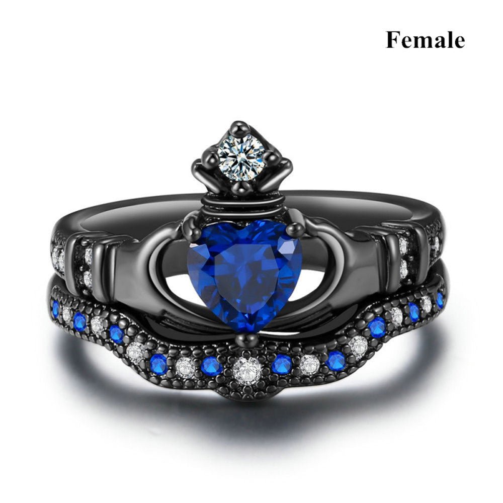 Bague féminine Couronne d'Amour avec Saphir - Élégance et Raffinement - IVOIRART.COM