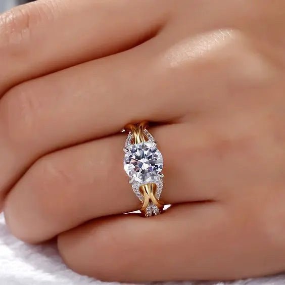 Bague féminine en cuivre au design unique, luxe léger et zircons personnalisés - IVOIRART.COM