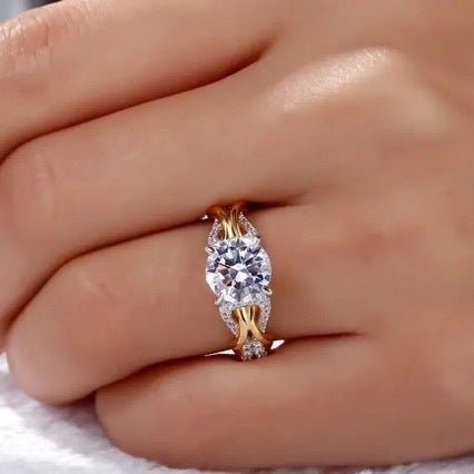 Bague féminine en cuivre au design unique, luxe léger et zircons personnalisés - IVOIRART.COM
