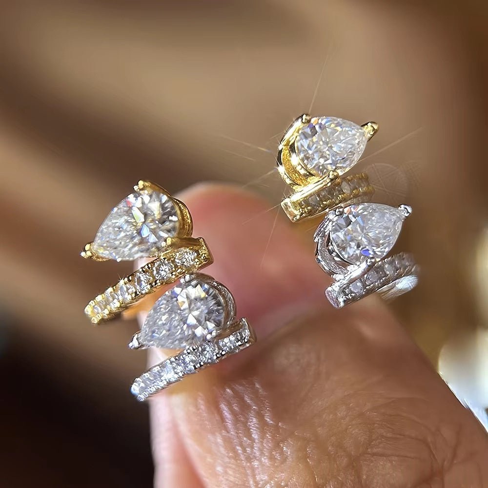 Bague femme Argent 925 Moissanite 4 carats taille marquise, style européen noble - IVOIRART.COM