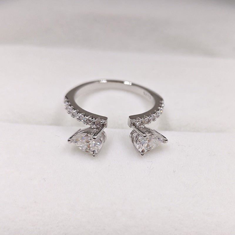 Bague femme Argent 925 Moissanite 4 carats taille marquise, style européen noble - IVOIRART.COM