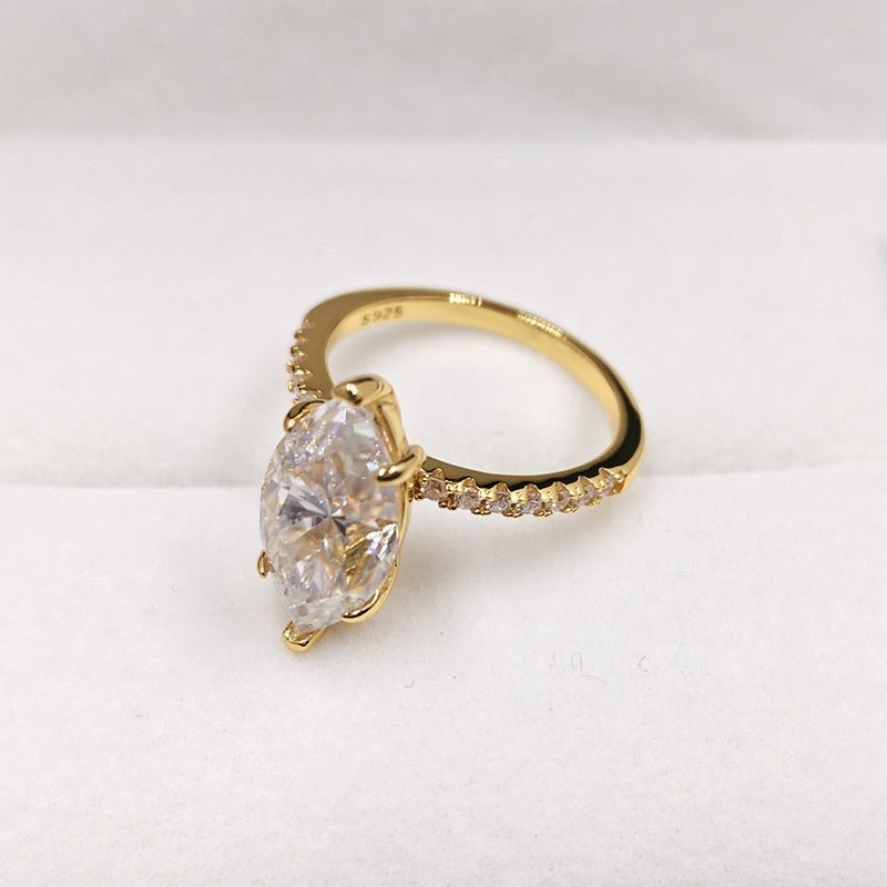 Bague femme Argent 925 Moissanite 4 carats taille marquise, style européen noble - IVOIRART.COM