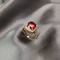 Bague femme carrée à pierre citrine et zircon - Anneau mode élégant et brillant. - IVOIRART.COM