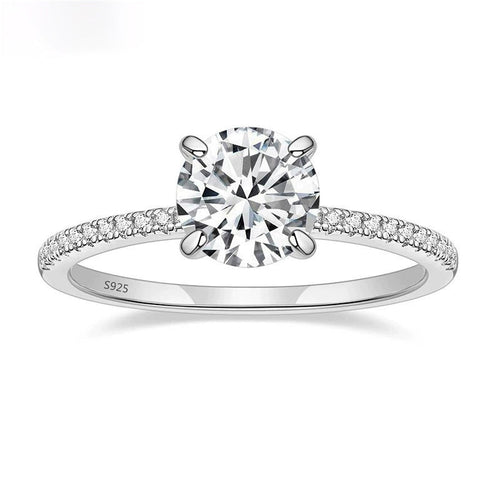 Bague Femme Décontractée à Sertissage Quatre Griffes en Zircone Cubique - IVOIRART.COM