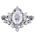 Bague Femme Élégante avec Pierres Colorées Pierre de Lune Forme Goutte d'Eau Zircon - IVOIRART.COM