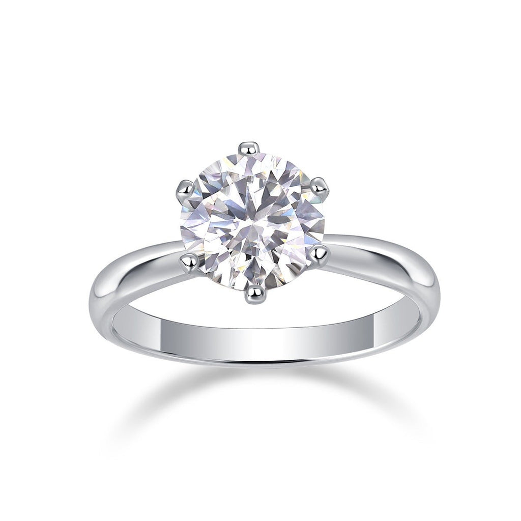 Bague Femme Moissanite à Six Griffes Fermée en Argent Sterling 925 Élégante - IVOIRART.COM