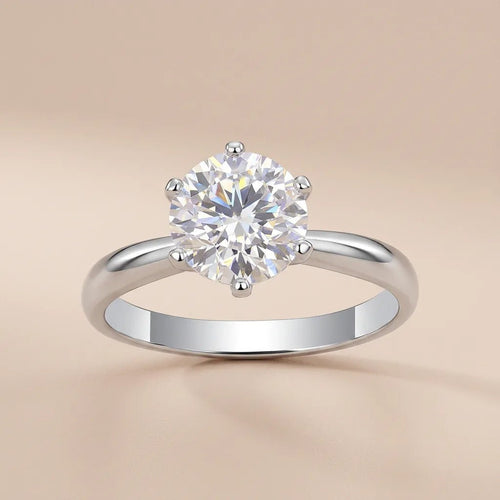 Bague Femme Moissanite à Six Griffes Fermée en Argent Sterling 925 Élégante - IVOIRART.COM