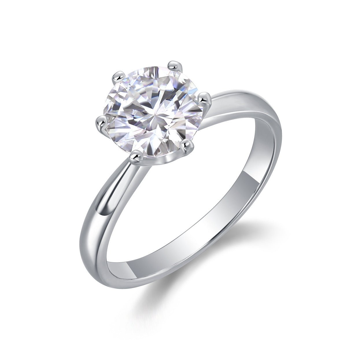 Bague Femme Moissanite à Six Griffes Fermée en Argent Sterling 925 Élégante - IVOIRART.COM