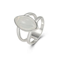 Bague Femme Style Européen et Américain avec Imitation Agate Blanche, Plaqué Argent 925 - IVOIRART.COM