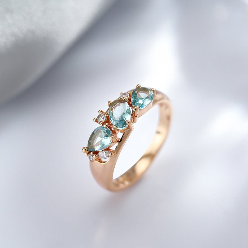 Bague Femme Tendance en Zircon Doré Rose Élégante et Raffinée, Tailles 7 - 10 - IVOIRART.COM